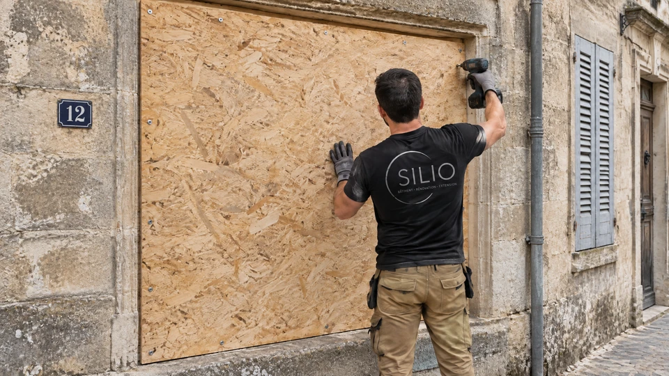 Chantier de rénovation intérieure, enfilade de pièces vides